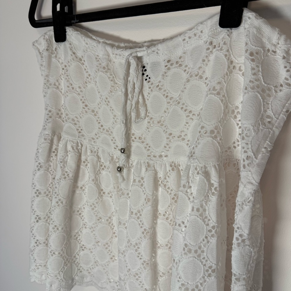 J. Valdi White Lace Drawstring Beach Skirt Size L - Picture 3 of 6
